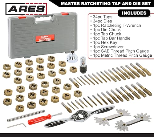 image for ARES 10079-76-Piece Master Ratcheting Tap and Die Set – Metric and S