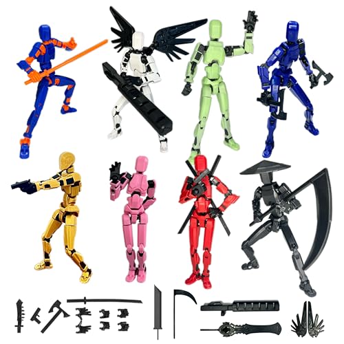 (Assembly Completed) 8 Packs T13 Action Figure Set, 3D Printed ActionFigure Toy Gifts for Kids, Dummy 13,Robot 13 Action Figure Full Body Mechanical Doll Christmas Birthday Gift for Boys Girls