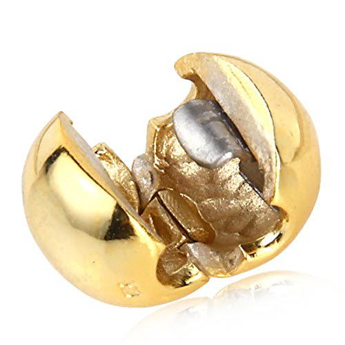 Round Stopper Clip Charm 925 Sterling Silver Clip Beads For Bracelet（Gold Plated） #TOP1