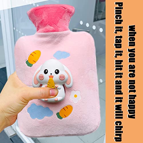 Saco de água quente - Garrafa de água quente de coelho bonito com tampa - Aquecedor de mão com bolsa