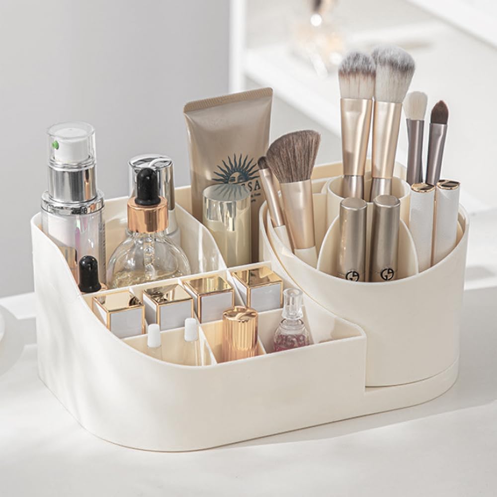 RECLUSE 360° Rotating Makeup Organizer Multi-Grid Large Capacity Cosmetics Organizer for Pencil Pen Holder, Plastic Makeup Brush Organizer Display Case Desktop Organizer,Skin Care, Lipsticks (White) RECLUSE 360° Rotating Makeup Organizer Multi-Grid Large Capacity Cosmetics Organizer for Pencil Pen Holder, Plastic Makeup Brush Organizer Display Case Desktop Organizer,Skin Care, Lipsticks (White)