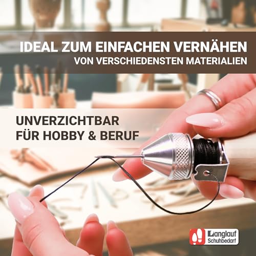 Handnähapparat/Nähahle mit Faden Spule - Handnähmaschine für Dicke Stoffe, Planen, Cabrioverdecke und Segeltuch - incl. Ledernadel - Made in Germany