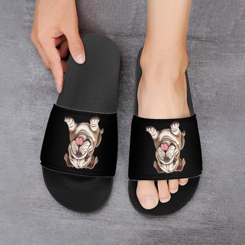 English Bulldog PVC Home Slippers Non-Slip Shower Shoes Casual Bathroom Slippers for Women Men 6