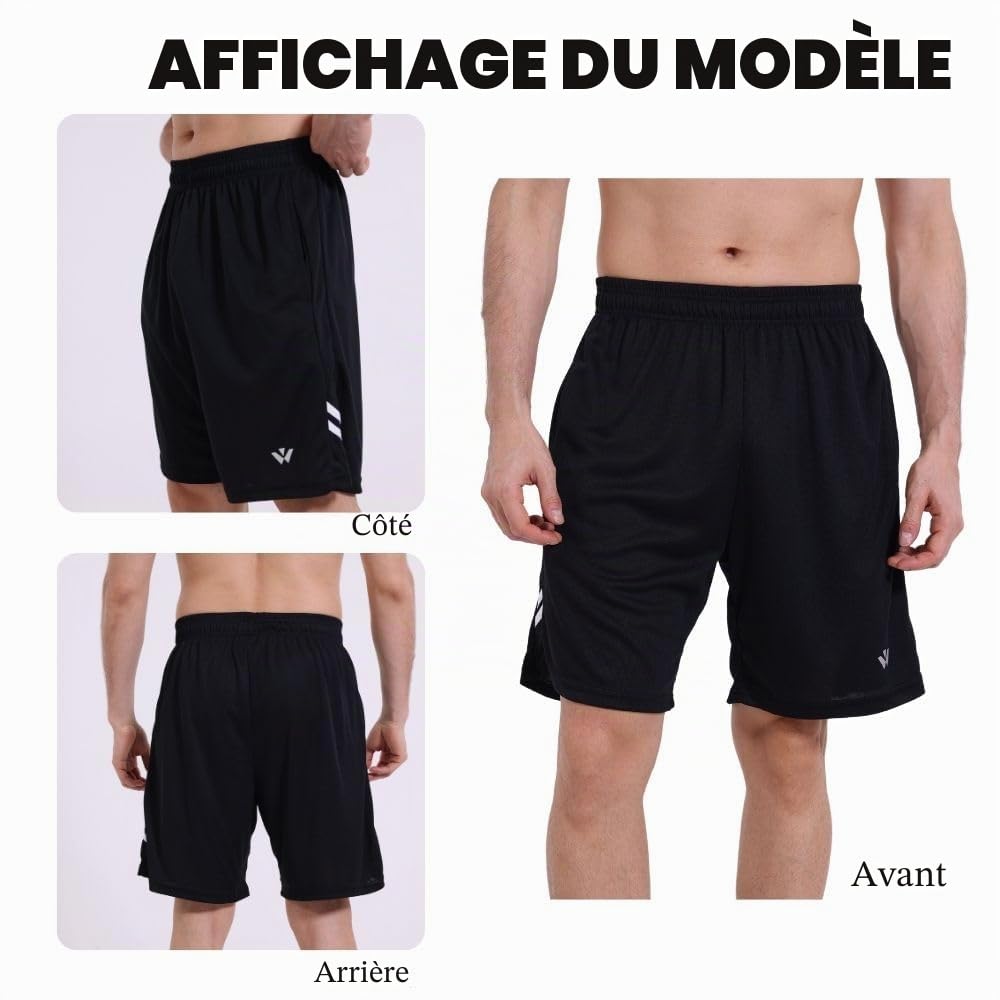 Lot de 3 shorts de course à pied avec deux poches à séchage rapide pour jogging, entraînement, entraînement