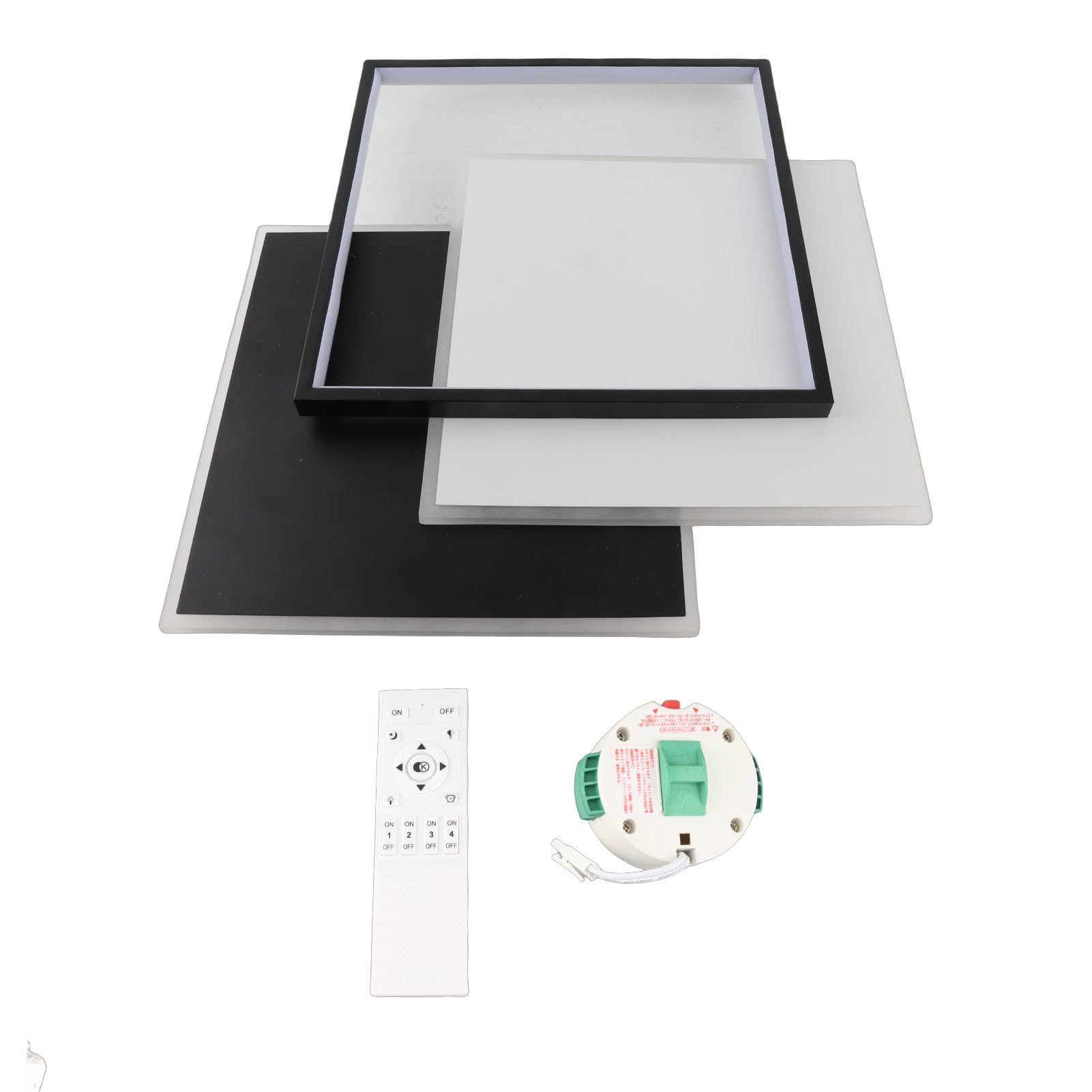 Asixxsix Sufitowa LED, Funkcja Pamięci z możliwością Płynnego ściemniania. Sufitowa do Montażu podtynkowego. Oprawa z możliwością ściemniania z pilotem. 3 Geometryczne Układy Ułożone w Stosy do