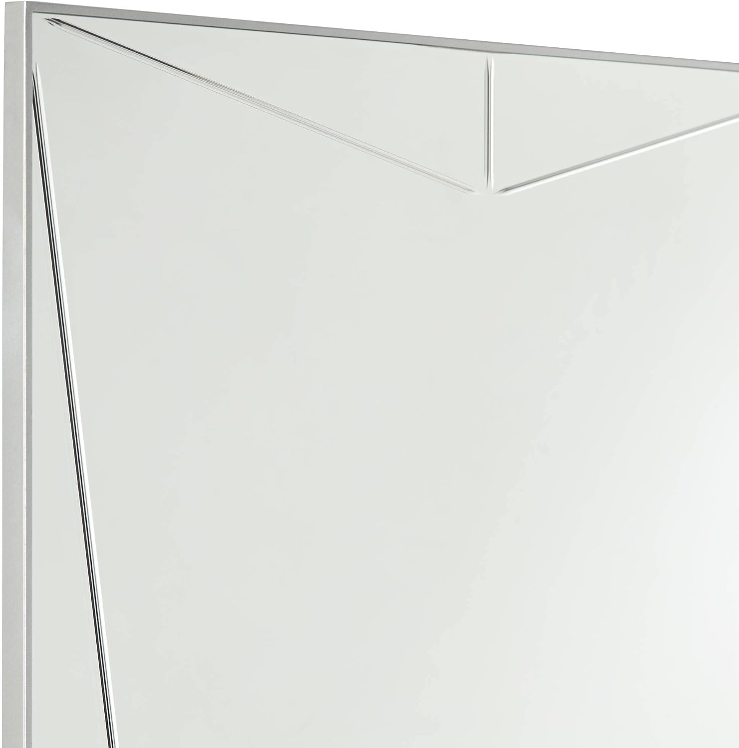 Possini Euro Design Relevei Rectangular Vanity Decorative Wall Mirror Modern Silver Metal Frame 26" Wide for Bathroom Bedroom Living Home House Office Entryway