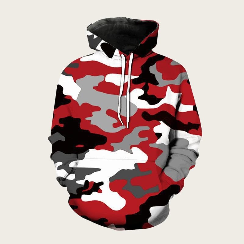 Camo Hoodie for Men Camouflage Pullover Hoodies Hooded Long Sleeve Sweatshirt Drawstring Hoody Top with Kangaroo Pocket2