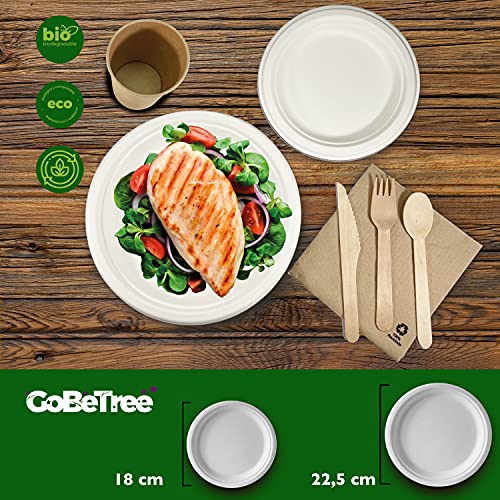 Disposable Tableware Set of 200 Pieces for 25 People. Ecological Sugarcane Tableware. Includes 50 Plates, 75 Wooden Cutlery - Image 4