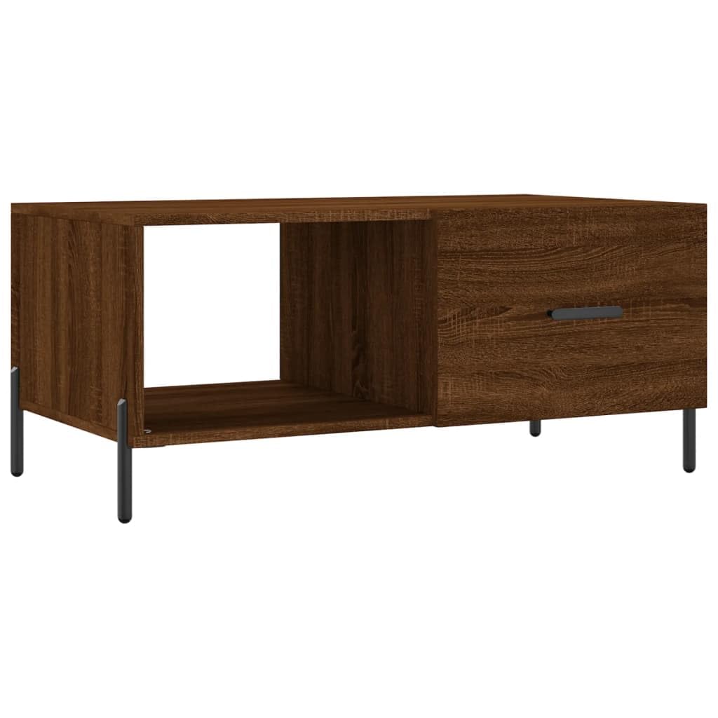 Table basse chêne marron à grand rangement et porte pratique pour ranger votre salon