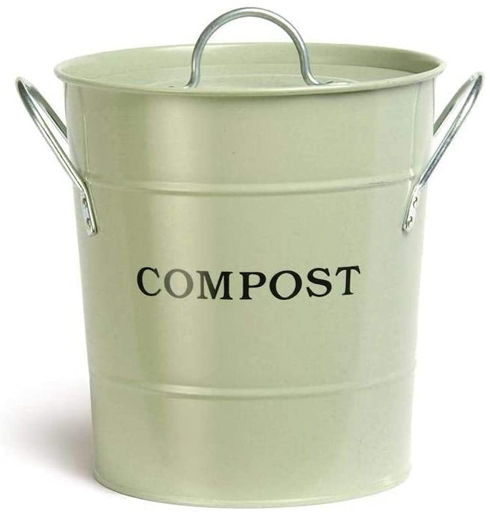 Exaco2-in-1 Kitchen Countertop Compost Bin, 1 Gallon, Soft Green