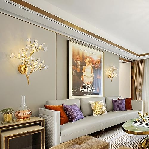Image of Modern Crystal Wall sconces 3 Light Flower Moulding Wall Light Fixtures Vintage French Wall Lamp Fixtures for Bedroom Living Room Corridor Restaurant Gold B8800 (3 Light)