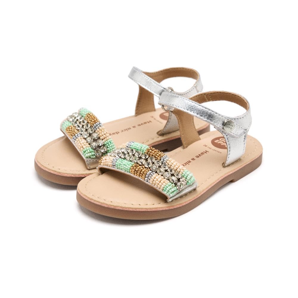 GIOSEPPO BURNETT, Flat Sandals Girls, Silver, 30 EU, metallic silver, 11.5 UK Child