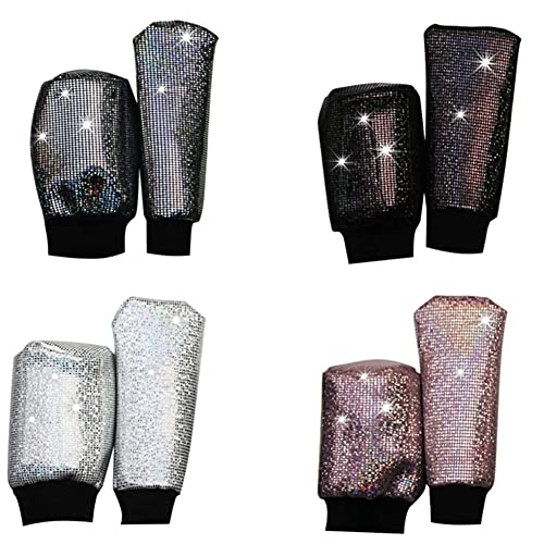 ihreesy Car Handbrake Gear Shift Knob Cover,Sparkling Crystal Diamond Handbrake Cover Universal Gear Shift Knob Protective Cover Car Interior Decor Accessories,Colorful Pink