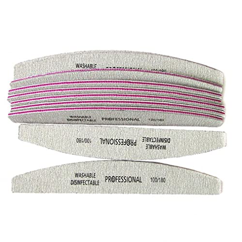 プロフェッショナル ネイルファイル 100/180グリット マニキュア ペディキュアツール サンドペーパー表面 EVAスポンジ PPプラスチック 18x28x0.4cm 10個入り ネイルアート サロン 木工用