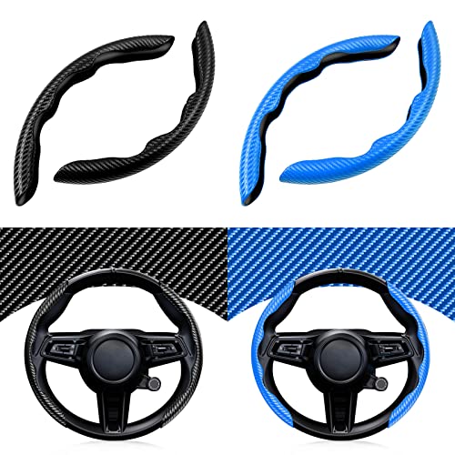 Image of Cartist Steering Wheel Cover, Carbon Fiber Steering Wheel Cover, Wheel Cover for Men /Women, Anti-Slip, Durable, Universal for 99% Car (Black+Blue)