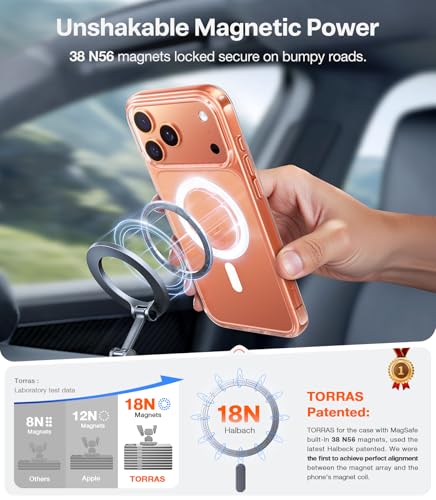 Image of TORRAS Stronger Magnetic for iPhone 17 Pro Case, Camera Control, Clear | Anti Yellowing, Compatible with MagSafe, Military Grade Drop Protection, Slim Phone Case for iPhone 17 Pro