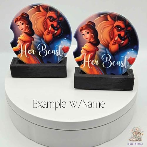 Miniatura 3 de Juego de 2 posavasos para coche de Beauty and The Beast con personalización opcional