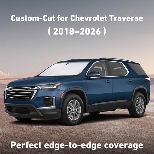 Image of EcoNour Windshield Sunshade Compatible for Chevrolet Traverse 2018-2024 2025 2026, Sun Visor for Front Windshield & Window Sun Shade Cover, UV Heat Blocker & Protector, Car Accessories