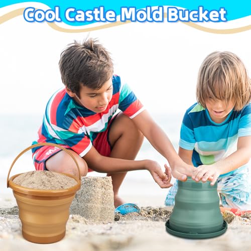 3PCS Foldable Castle Bucket Pails Toy, Bath Toy, Beach Sand Buckets, Kids Toddlers Multi Purpose Beach Garden Set for Camping Summer Travel by Dilabnba - Image 4