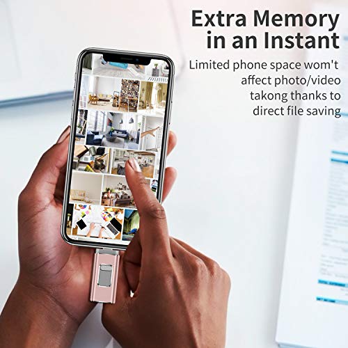 USB Flash Drive for iPhone 256GB, iPhone Memory Stick, iPhone Photo Stick External Storage for iPhone/PC/iPad/Android and More Devices with USB Port (256GB-A, Pink)