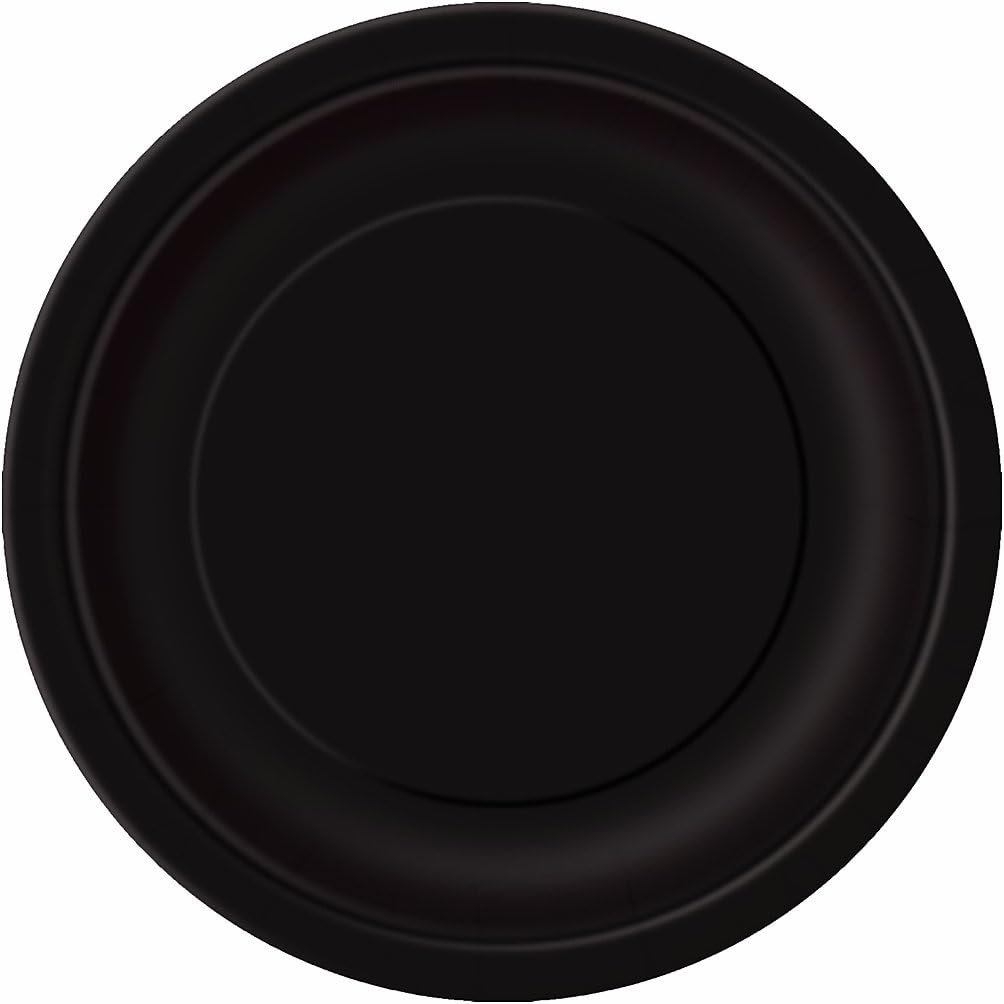 Solid Black Round Paper Dinner Plates - 9" (Pack of 16) - Eco-Friendly & Disposable Tableware - Perfect for Celebrations, Weddings & Gatherings
