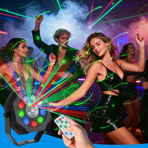 Image of Party Light, Sound Activated DJ Lights with Remote Control, 9 LED Colorful Strobe Disco Light for Indoor Club Parties KTV Halloween Christmas Birthday Decorations Outdoor Glow