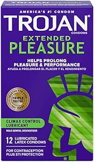 TROJAN EXTENDED PLEASURE Climax Control Extended Pleasure Condoms, 12 Count