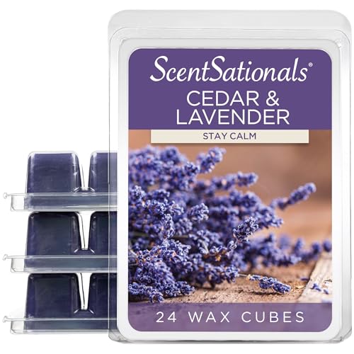 Scentsationals Wax Melts, Wax Cubes Strong Scent - Cedar and Lavender - Long Lasting Scented for Warmer, 10oz (24-Cubes)