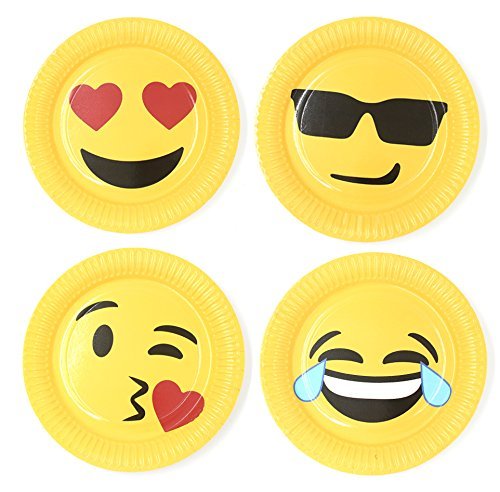 HAZOULEN 40 Pack Emoji Party Paper Plates, 9 Inches