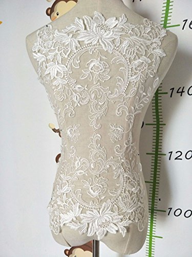 Applique en dentelle pailletée - Motif floral 3D - Pour couture, mariage 2081 Silver