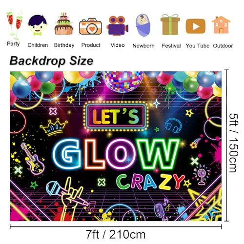 Fondo Let’s Glow Crazy 7x5ft Neon Glow para fiestas miniatura 7