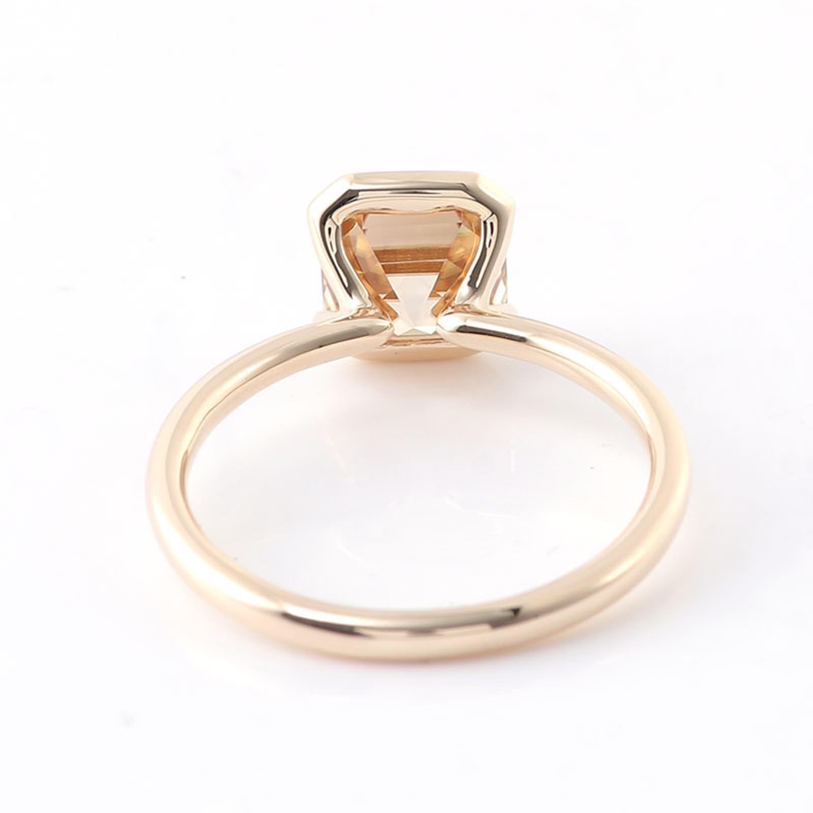 Anillos de oro amarillo de 18 quilates Moissanita, Anillos de pareja Simple, Rectangular Champán Solitario Moissanite Anillos Mujeres
