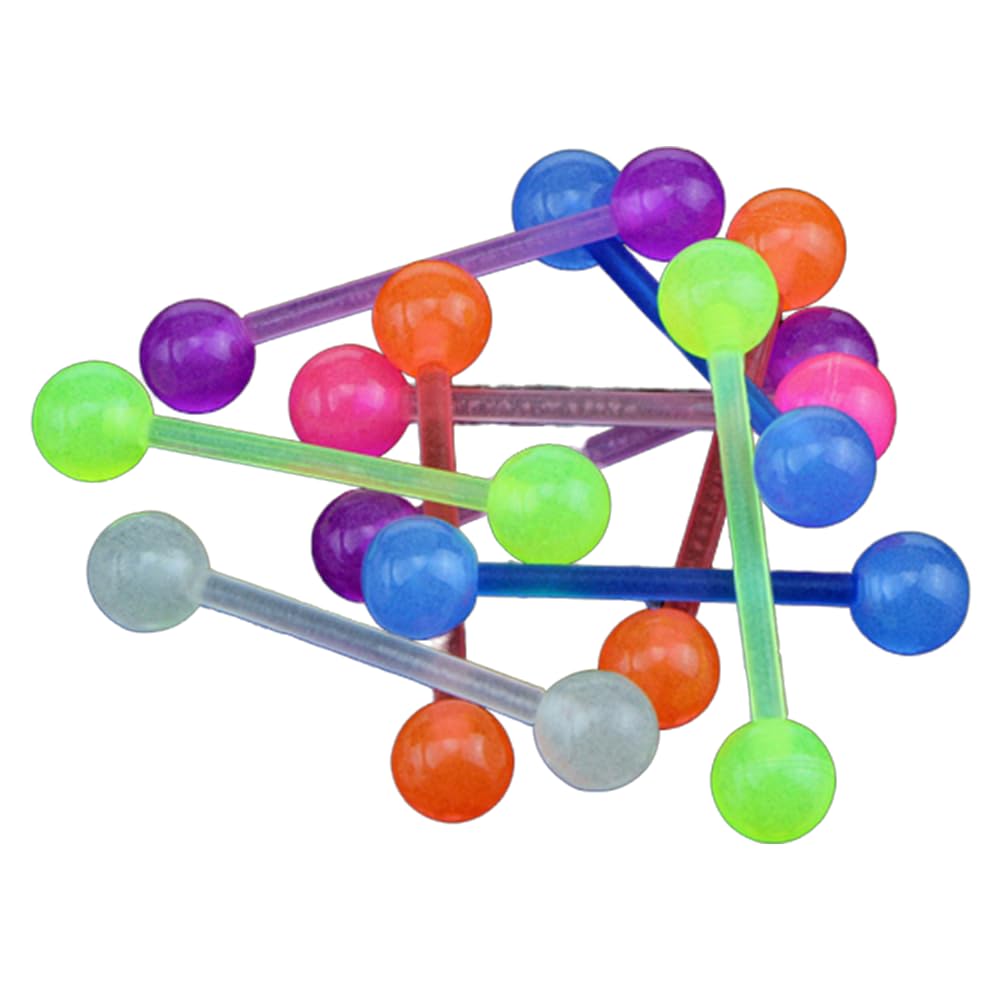 20Pcs / Lot Colorful Flexible Silicone Tongue Nipple Stud Bar Ring Barbell Piercing Body Jewelry