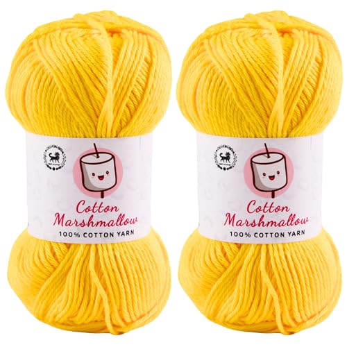 Image of NESTNHAVEN Cotton Marshmallow 100% Cotton Yarn - (50 g, 130 m) - Luxury Yarn for Crochet, Amigurumi, Embroidery, Toys, Garments, Flowers and Hobby Projects (Yellow) |