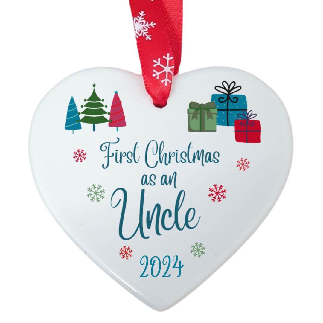 Second Ave - Bola de cerámica para colgar en forma de tío, diseño de corazón y árbol de Navidad