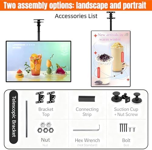 Ultra Slim LED Light Box for Restaurants & Cafes, Digital Menu Board Screen, Backlit Advertising Display, TV Billboard for Shops (60x120cm / 23.6x47.2in)