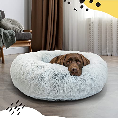 Best Friends By Sheri The Original Calming Donut Cat And Dog Bed In Shag Fur Frost, Large 36X36 #TOP4