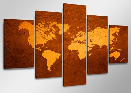 bestpricepictures 160 x 80 cm impression sur toile mappemonde 5508- peinture / image / tableau / decoration sur châssis
