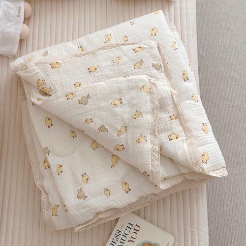 Image of BuLuTu Baby Toddler Muslin Blanket| Crib Baby Quilts| Cot Comforter| Nursery Bed Throw Blanket| Toddler Quilt Blanket | Soft Breathable | Super Cute Duck Pattern| 60x78 Inch,2.5 Pounds