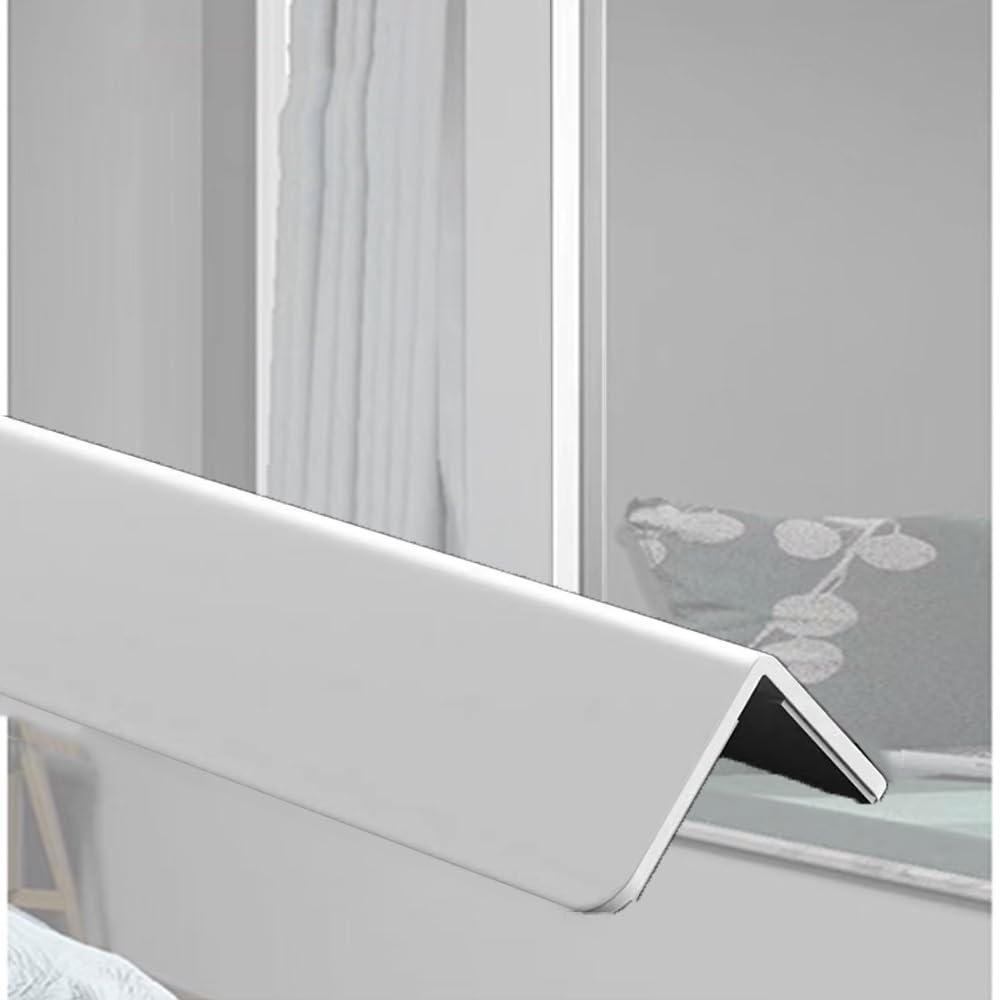 PVC Autoadhesivo Perfil De Protección para Borde, Forma L Tira Protectora para Paredes/Azulejos，Cantonera Protector Cinta para Bordes De Muebles(White,3Pcs x L 80 x W 3.6CM)