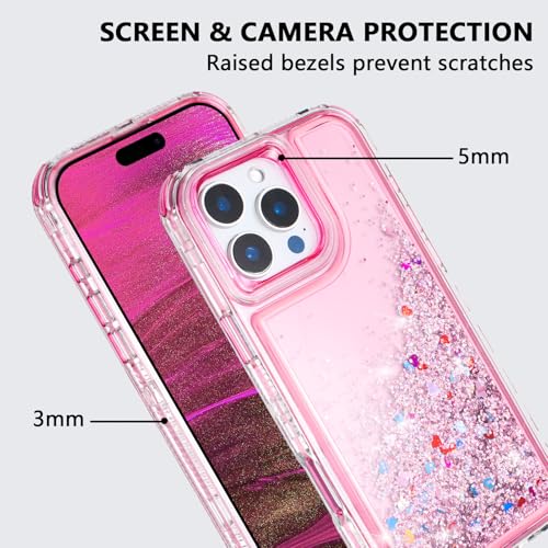 TikoVast Designed for Glitter iPhone 16 Pro Max Case, Clear Sparkle Liquid Case with Luxury Bling Design [3-in-1 Protection] Military-Grade Anti-Yellowing Cover for Women - image 7