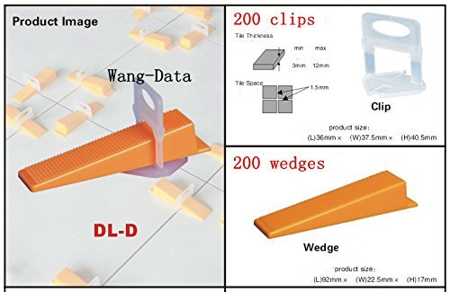 Wang-Data 400Pcs Tile Flat Leveling System 200Clips + 200 Wedges...