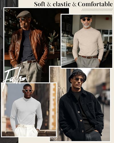 Neer 4 Pack Men's Mock Neck Shirts, Long Sleeve Turtleneck Pullover Tops Slim Fit Casual T Shirts Lightweight Basic Sweaters3