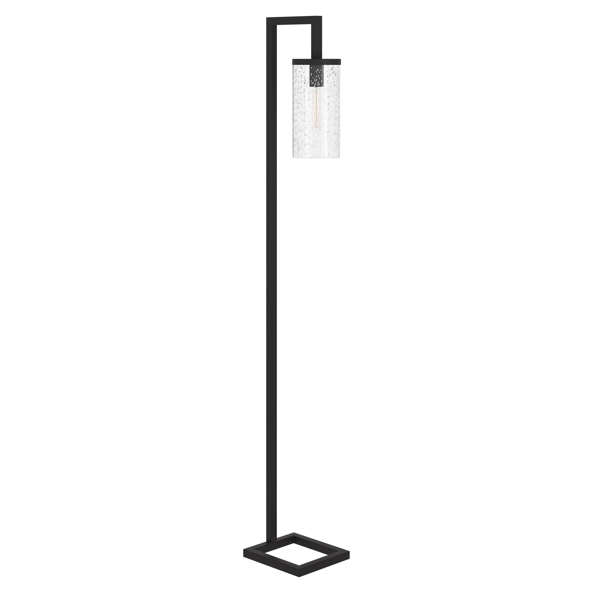 Henn&Hart FL0014 Modern farmhouse seeded floor lamp, One Size, Black, Black/Seeded Glass