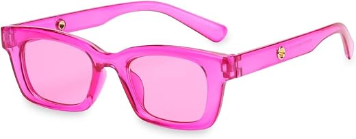 AUGEN By Visions India Retro Vintage Narrow Rectangular Abstract Unisex Sunglasses UV400 Protected Medium Size (Pink, 125)...
