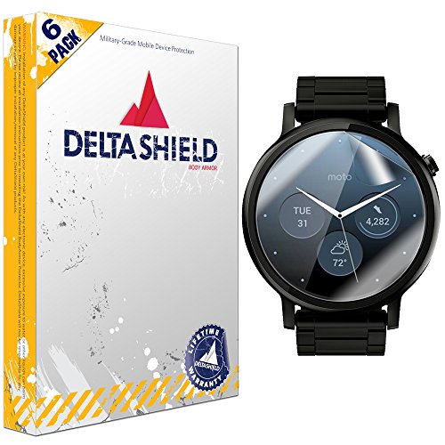 Deltashield Screen Protector For Motorola Moto 360 46Mm (2Nd Gen,2015)(6-Pack) Anti-Bubble Military-Grade Clear Tpu Film #TOP13