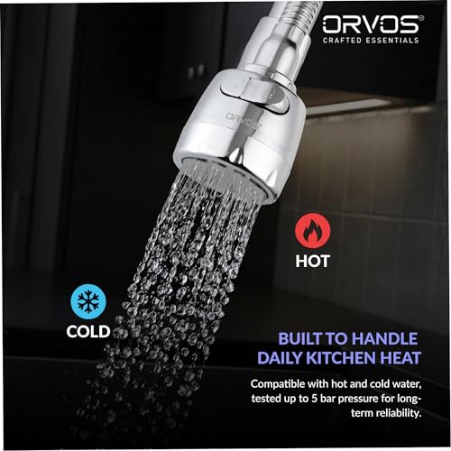 Image of Orvos Kitchen Faucet Extender - Helix, High Grade ABS Material Body, with Premium Stainless Steel Tube and Connecting Nut, Two modes with larger coverage, for high end luxury kitchens