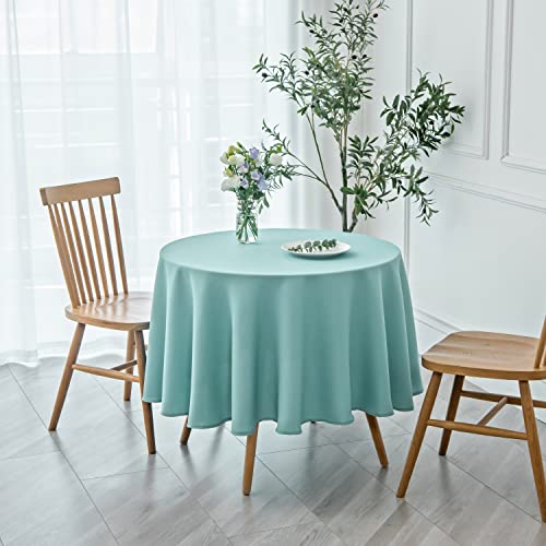 Image of maxmill Round Textured Tablecloth Spill-Proof Wrinkle Free Soft Jacquard Table Cloth for Round Table Cover, for Dining Room Buffet Banquet Parties Holiday Dinner, 70 Inch, Turquoise