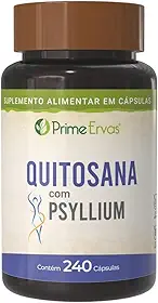 Quitosana com Psyllium fonte de fibras auxilia no funcionamento do intestino 240 cápsulas Prime Ervas