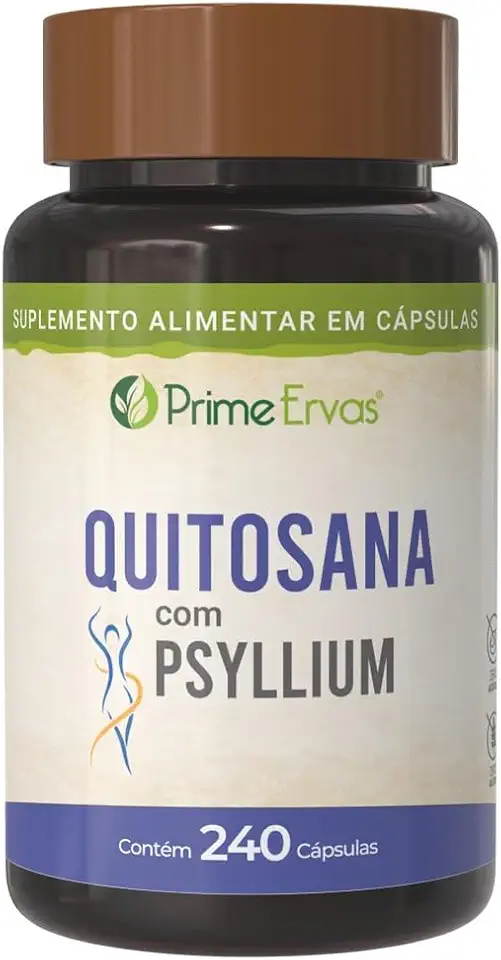 Quitosana com Psyllium fonte de fibras auxilia no funcionamento do intestino 240 cápsulas Prime Ervas